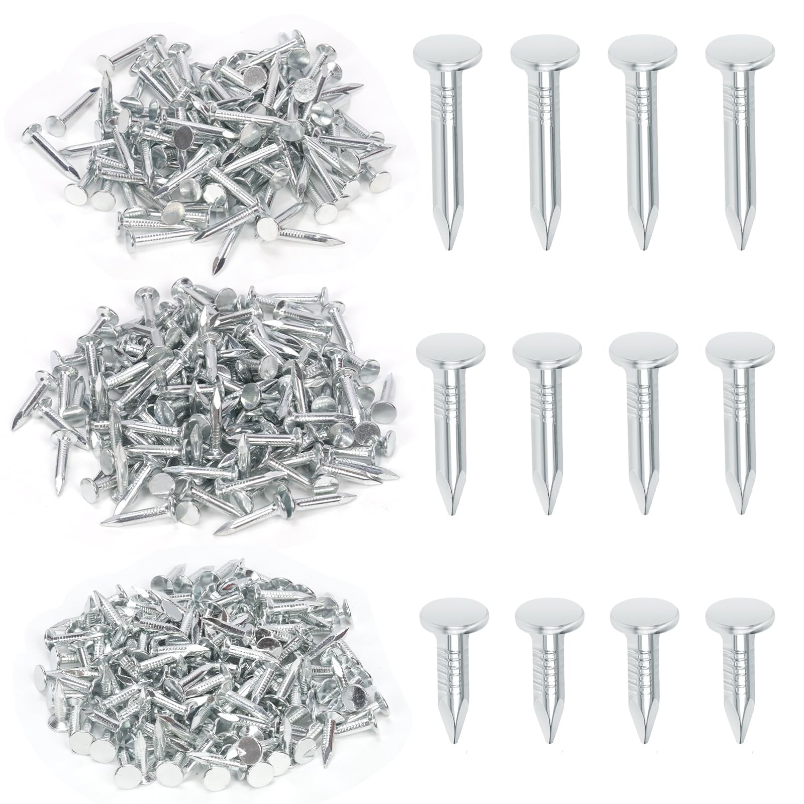 Swpeet 400 Pcs 3 Sizes 3/4" 1" 1-1/4" Galvanized Roofing Felt Nails Assortment Kit, Roofing Nails Roofing Felt Pins Suit for Shed Roof Roofing Felt Slate Boards, Asphalt Shingles