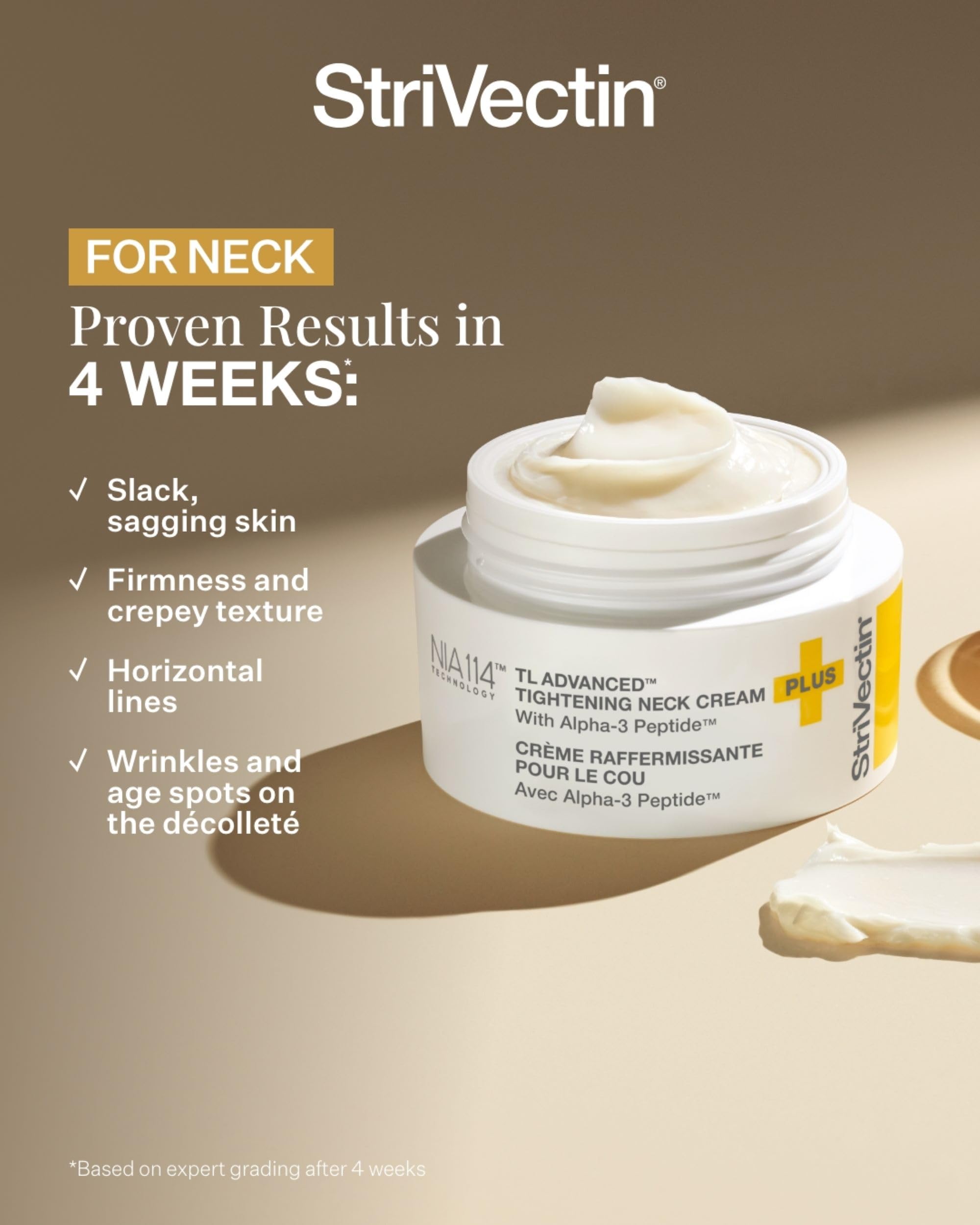StriVectin Tighten & Lift Advanced Neck Cream PLUS with Alpha-3 Peptides™ for Neck & Décolleté, Smoothing Look of Wrinkles & Fine Lines, Improves Crepey Skin & Vertical Lines, for Soft Smooth Skin