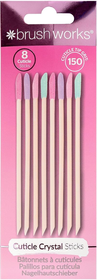 Brushworks Cuticle Crystal Sticks 8 Pack - Gentle Abrasive Cuticle Tool