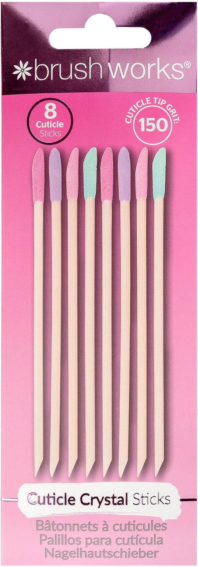 Brushworks Cuticle Crystal Sticks 8 Pack - Gentle Abrasive Cuticle Tool