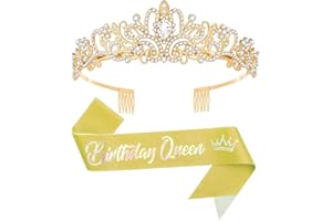 Queenship Birtthday Tiara Crown with Sash for Women Birthday Queen Party