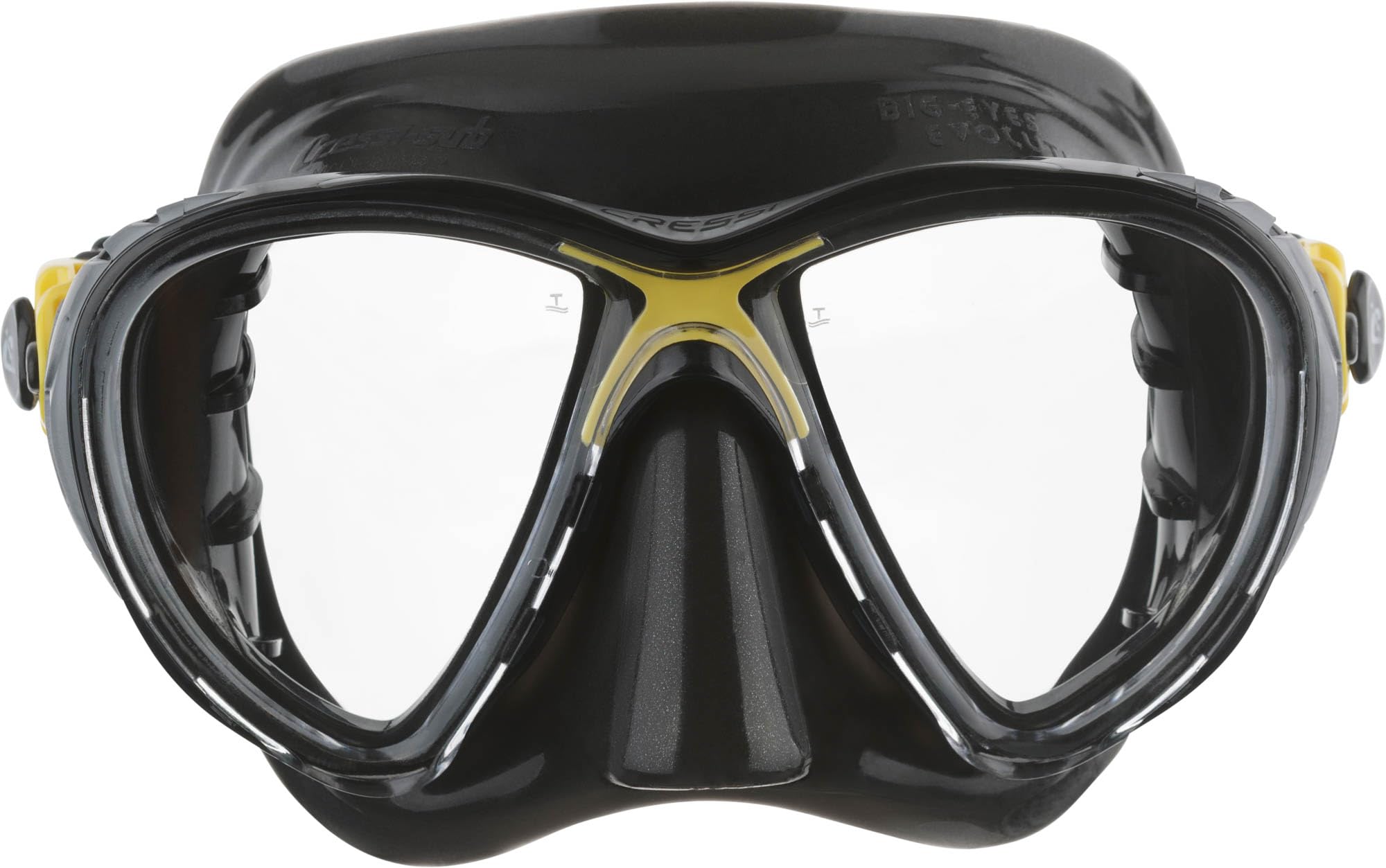 Cressi Big Eyes Evolution Snorkel Mask - Silicone Seal For Snorkel Set Adults - HD Scuba Diving Lenses - Anti-Fog Diving Mask - Dark Yellow