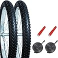 2Pack Mountain Bike Tire Replacement Kit, 20/24/26/29 Bike Tires + 2 Bike Tubes (with Puncture Sealant) + 2 Tire Levers, Folding Bike Tires with Tread Puncture Protection for On or Off-Road Use