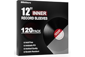 Mlikero 120 Vinyl Inner Sleeves, Anti Static 12" LP Vinyl Record Sleeves Inner, Premium Acid Free Record Inner Sleeves for 33 RPM Record Protection (Square)