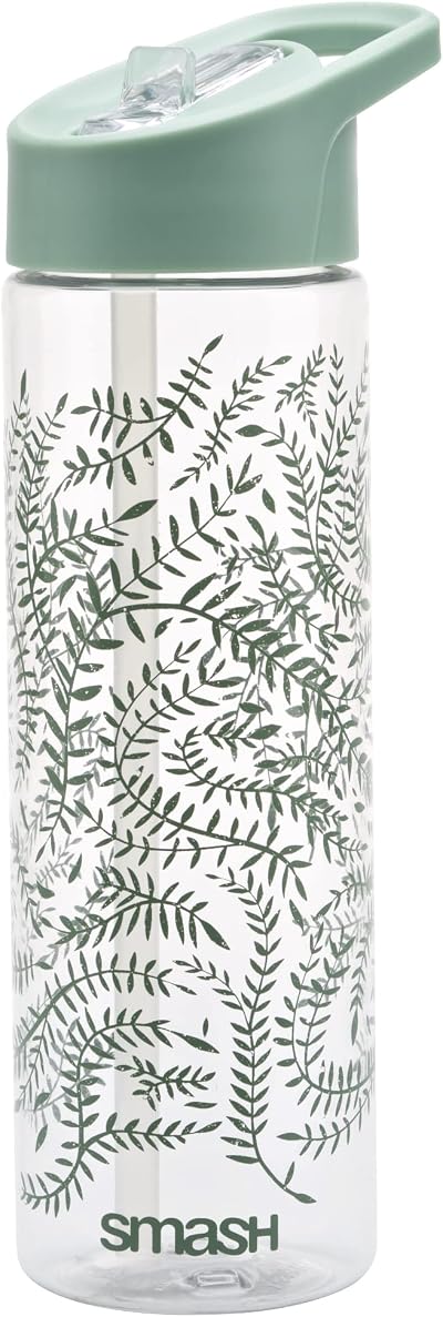 Smash Sipper Water Bottle 700ml Green Laurel with Straw
