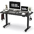 Monomi Electric Height Adjustable Standing Desk, 48x24 Inches, Ergonomic Home Office Sit/Stand Up Desk (Black Steel Frame/Black Top)