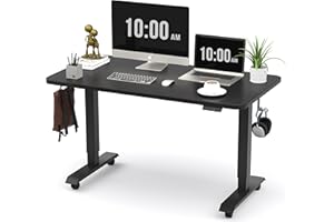 Monomi Electric Height Adjustable Standing Desk, 48x24 Inches, Ergonomic Home Office Sit/Stand Up Desk (Black Steel Frame/Black Top)
