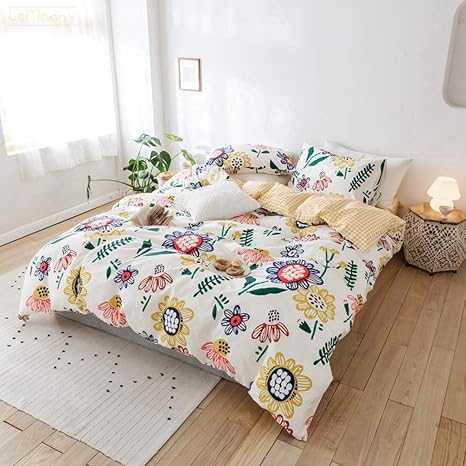 Amazon 可愛い カバーセット 布団カバー 綿100 敷ふとんカバー 3点 4点 小花柄 フラワー ピローケース 枕カバー ベッドシーツ 女の子 ガールズ 大人 自分用 新生活 ひとり暮らし 来客用 プレゼント 寝具カバー コットン 寝具カバーセット オンライン通販