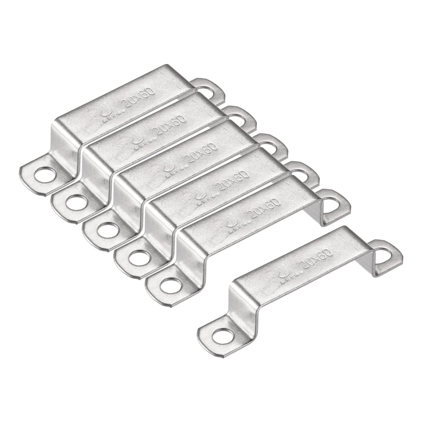 TA-VIGOR 6Pcs U Shaped Connector Bracket, 60mm x 20mm Stainless Steel Bracket Stainless Steel Pipe Clamp, Heavy Duty Conduit Clamps for Door Closed Bar Holder Strut, Pipe Tube Wire Fixing