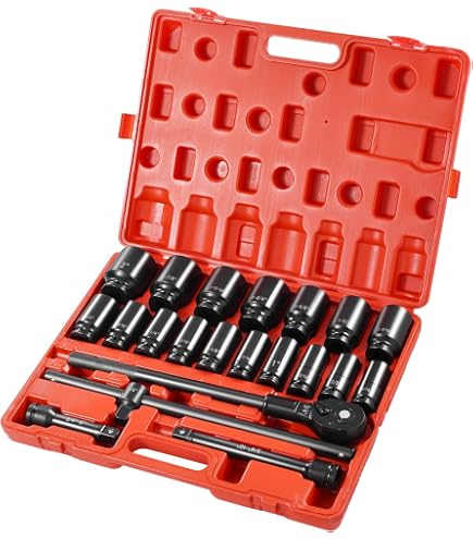 VEVOR 3/4 Inch Drive Impact Socket Set – 29-Piece SAE Sockets With Storage Case