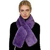 Lina & Lily Long Pile Faux Fur Winter Pull-Through Neck Scarf for Women Soft Fluffy