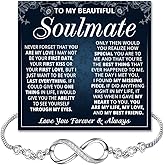 To My Beautiful Soulmate Bracelet For Women, Soulmate Bracelets For Wife From Husband, Gifts For Girlfriend Bracelet, Infinity Knot Bracelets For Fiancee With Heartfelt Message Card & Gift Box