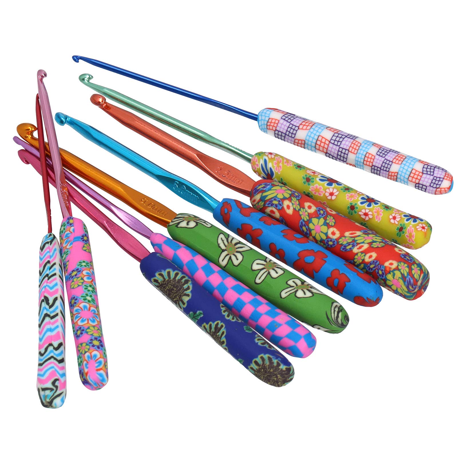 Crochet Hook Set, 9 Piece Crochet Kit Yarn Knitting Needles Supplies DIY Craft Art Supplies with Ergonomic Grips for Women Beginners Experienced Crochet Hook Lovers