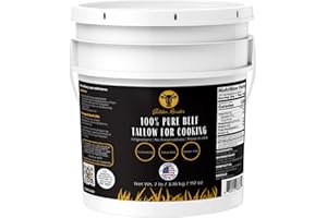 GOLDEN RENDER 100% Pure Beef Tallow for Cooking & Deep Frying - 7lb Bulk Size - Food Grade Non-GMO | Nose to Tail | Made in USA | Gluten-Free | Great For Roasting, Baking, Cast Iron Seasoning, Candles, & Soap