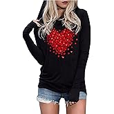 Susongeth Valentines Hoodie for Women Funny Valentine Love Heart Graphic T-Shirt Long Sleeve Hoodies Pullover Tops