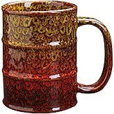 Yellow and Red 20 oz Ceramic Coffee Mugs - Large, Dishwasher and Microwave Safe for Office and Home