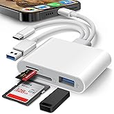 SD Card Reader for iPhone iPad Mac, Lightening & USB-C & USB-A 3 in 1 Memory SD Card Adapter, Support SD/MicroSD Cards/USB OT