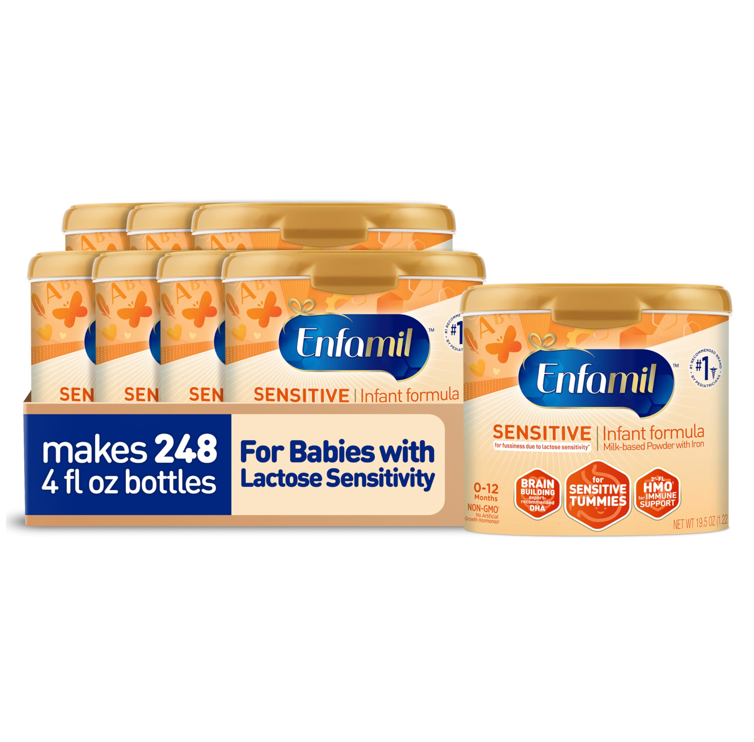 Enfamil Sensitive Baby Formula with DHA, Iron & Prebiotics to help support Brain & Immune Support. Lactose Sensitivity Infant Formula Inspired by Breast Milk, Non-GMO, Powder Can, 78 Oz (Pack of 2)