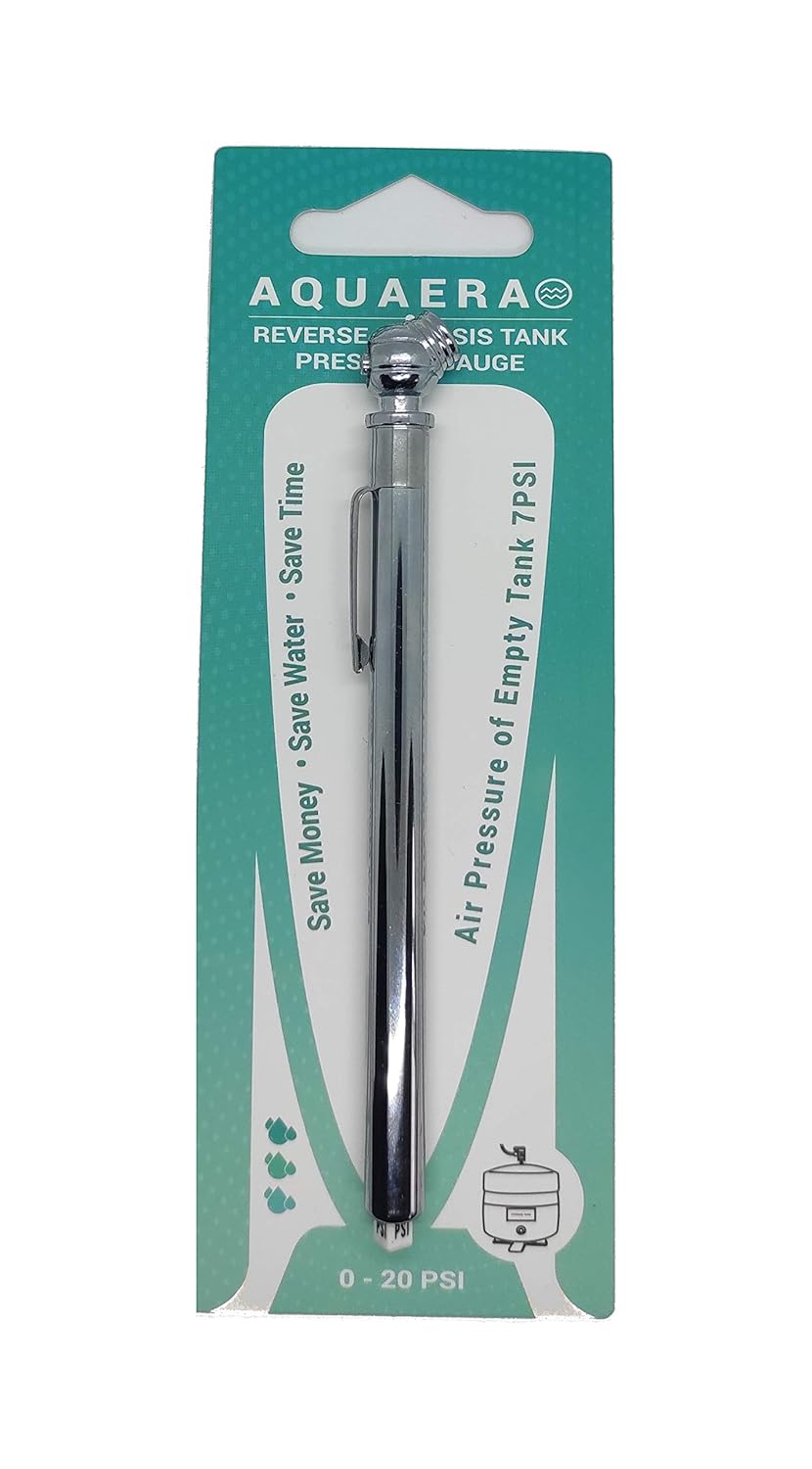 Aquaera Low Pressure Pencil Air Gauge for Reverse Osmosis Pressurised Water Storage Tanks, Low Pressure Tire Gauge for Golf Carts ATVs Garden Tractors Trail & Dirt Bikes 0-20 PSI