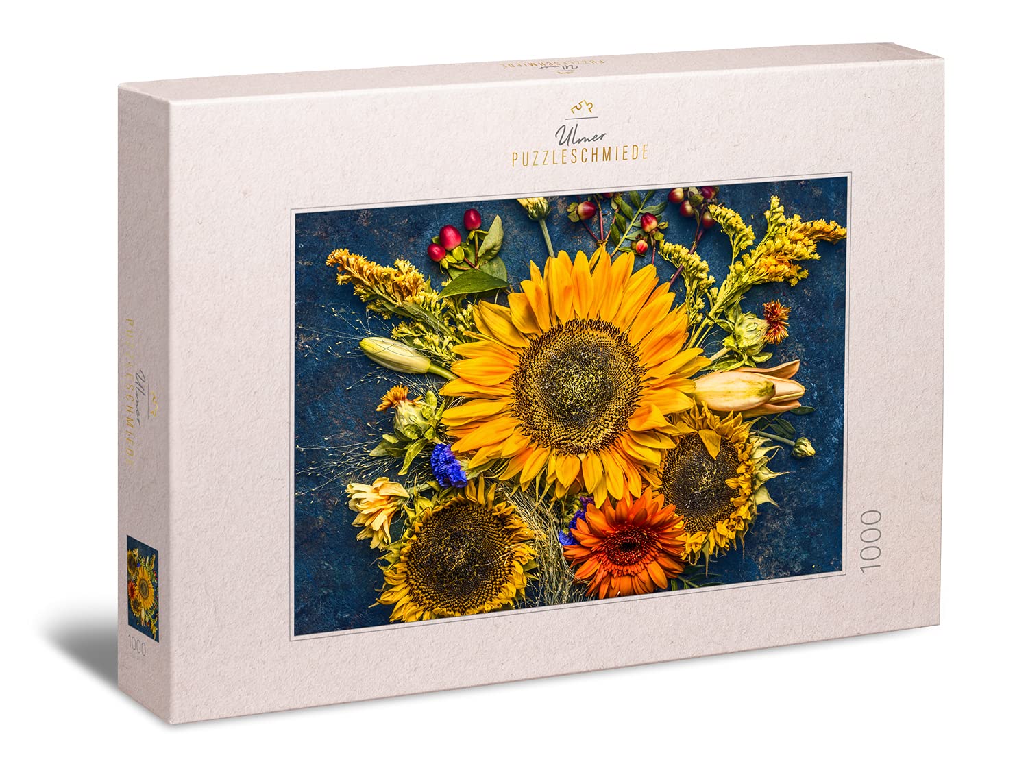 Ulmer Puzzleschmiede - Puzzle "Late Summer": 1000 pieces jigsaw puzzle - Jigsaw puzzle motif with sunflowers as an autumnal blossom motif