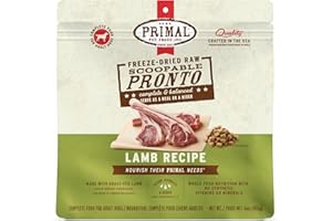 PRIMAL PET FOODS Primal Freeze Dried Dog Food, Pronto Mini Nuggets, Lamb; Scoop & Serve, Complete & Balanced Meal; Also Use as Topper or Treat; Premium, Healthy, Grain Free, High Protein Raw Dog Food (16 oz)