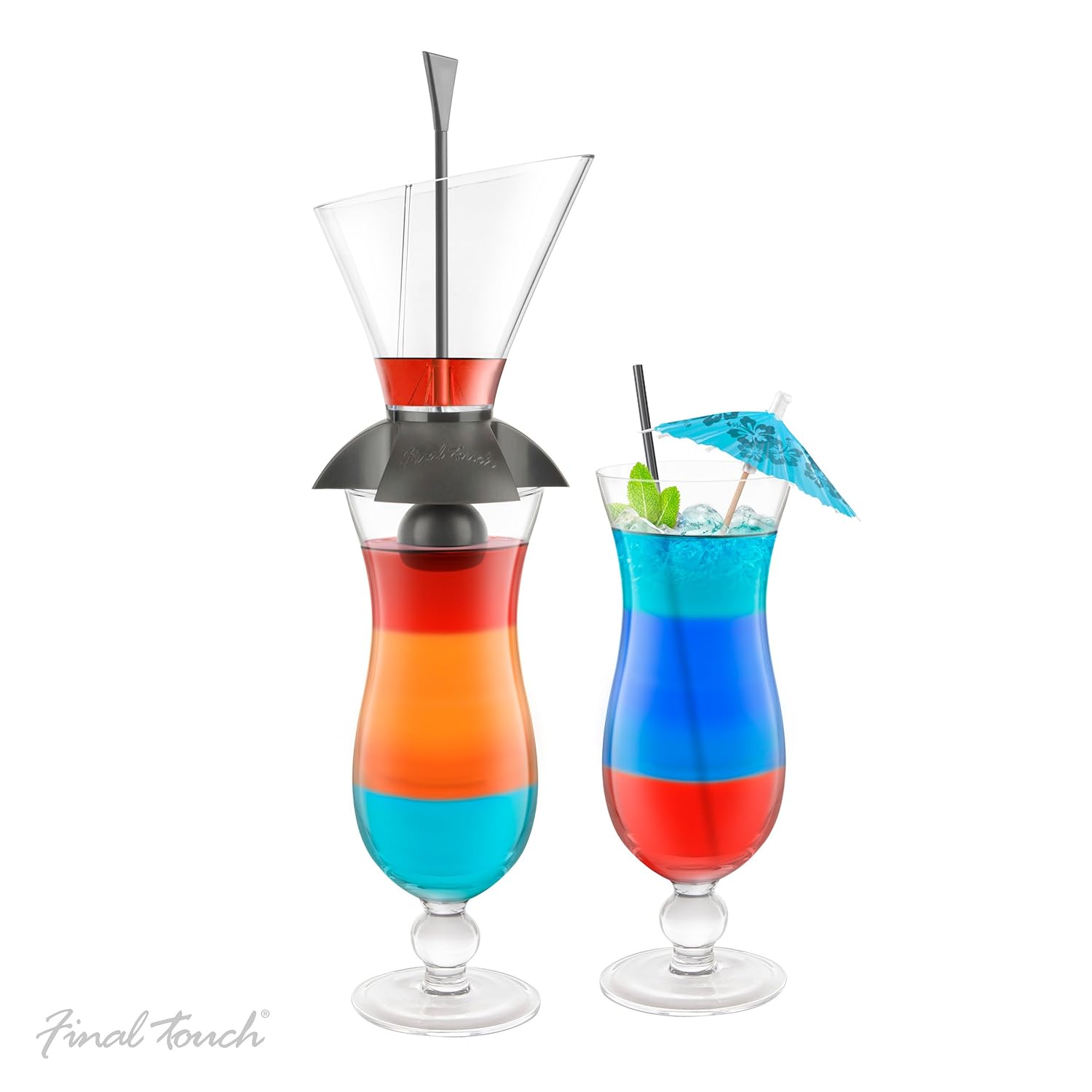 Final Touch 3 Piece Rainbow Cocktail Drink Maker Layering Tool Bar Set