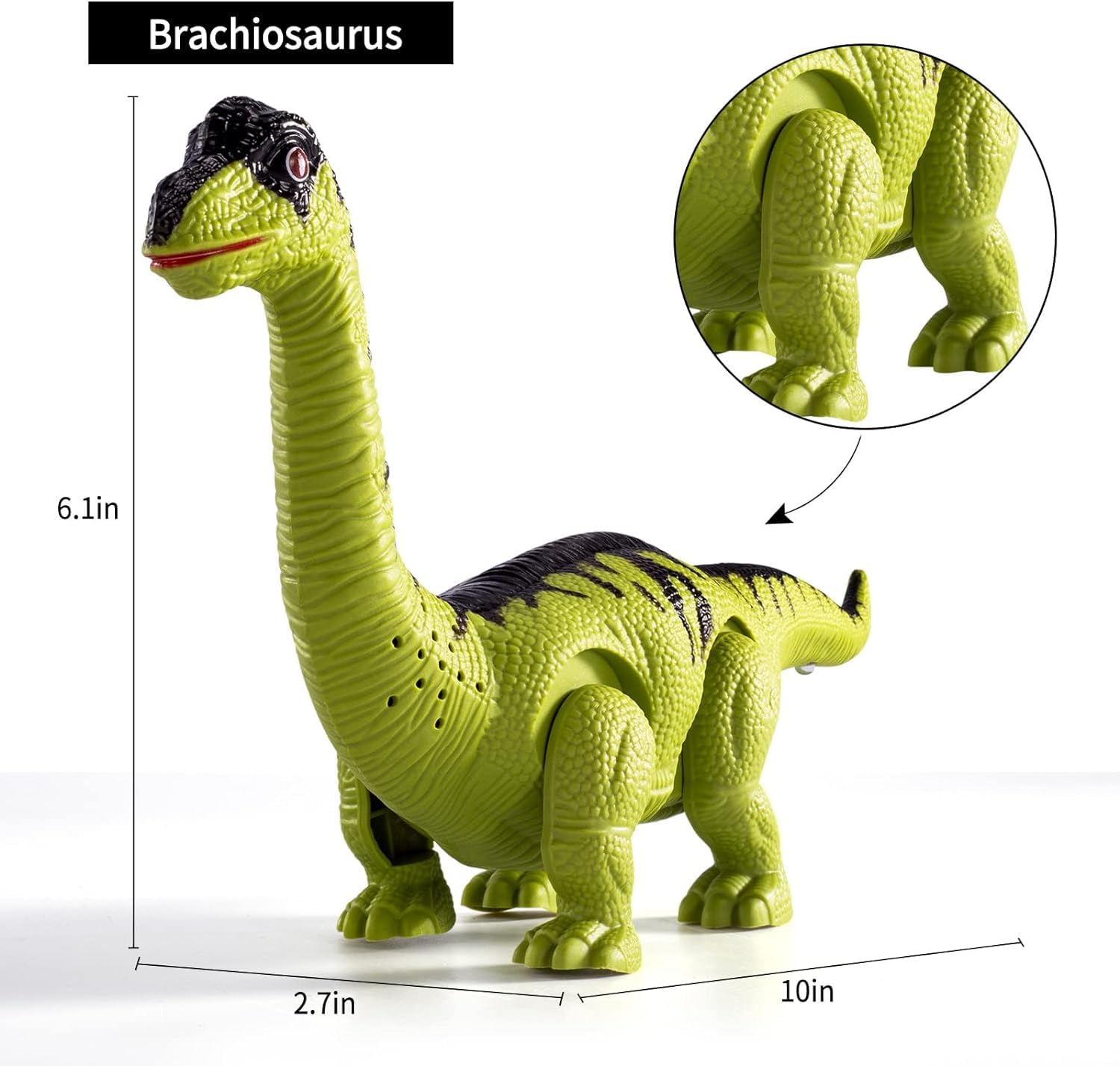TEMI 3 Pack Electrical Walking Dinosaur Toys for Toddlers 3-4 3-5 Years with Sound and Light Up, Toddler Robot Dinosaur, Brachiosaurus, Stegosaurus Dinosaur Figures for Kids