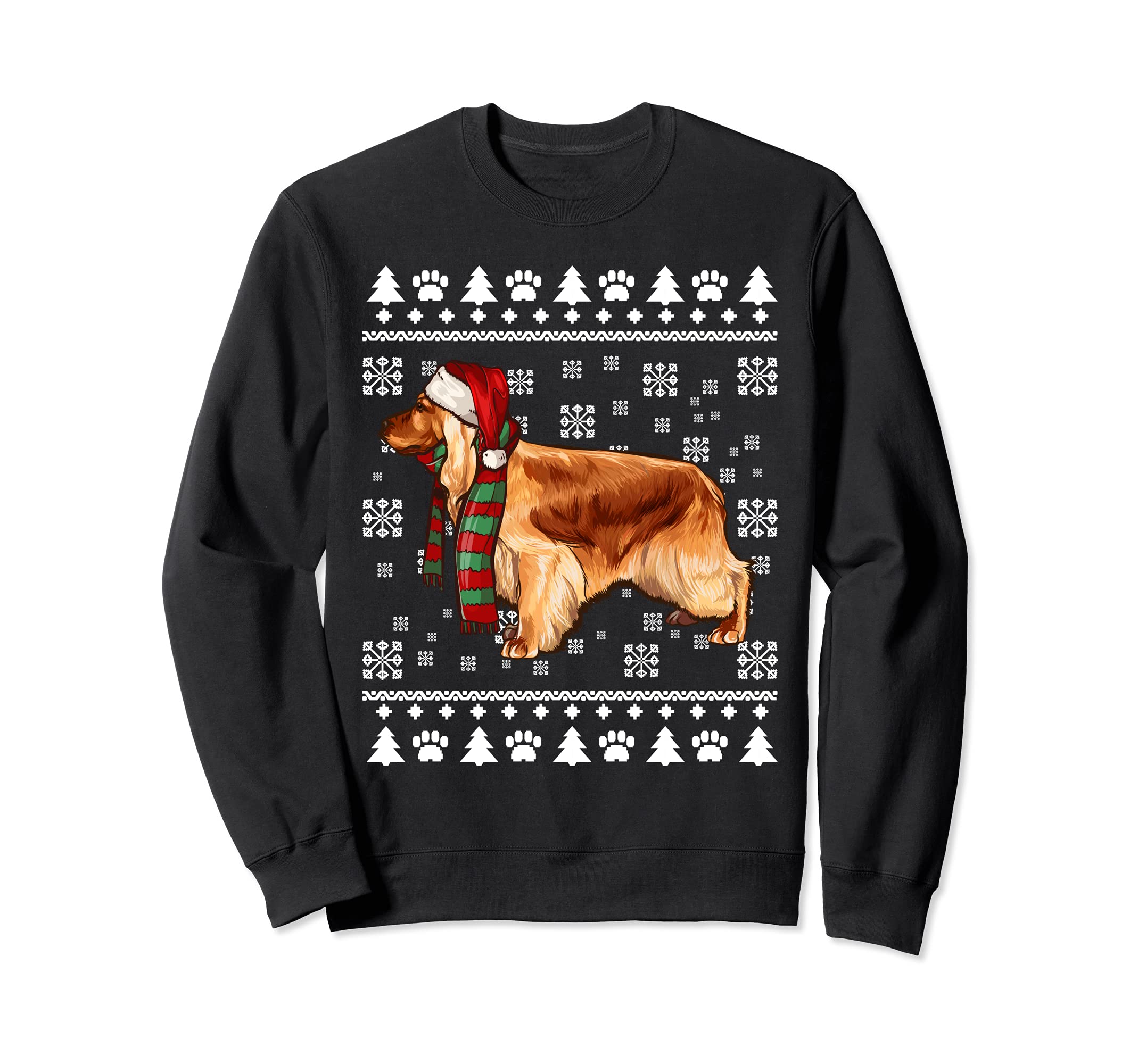 English Cocker Spaniel Dog Santa Hat Xmas Ugly Christmas Sweatshirt