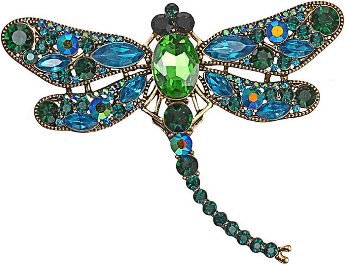 Mecool Dragonfly Brooch Pin with Imitated Crystal Charm Flying Insect Alloy Brooch Pin