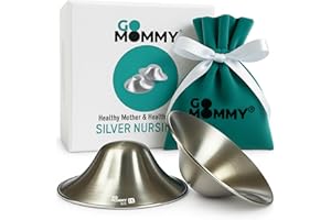 GOMOMMY The Original Silver Nursing Cups - Nipple Shields & Covers for Breastfeeding Newborns- Silver Nipple Covers Breastfeeding