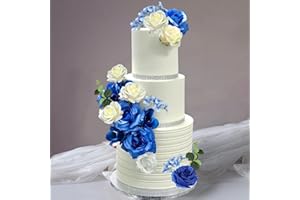 DRWATE Flower Cake Toppers Boho Cake Toppers Artificial Blue Rose Eucalyptus Cake Decorations for Girl Women Birthday Baby Shower Wedding Valentine's Day Celebration Boho Party Supplies (Style 6)