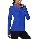 MAGCOMSEN Quarter Zip Pullover Women Fleece Shirt Thermal Long Sleeve Athletic Running Tops Thumb Hole