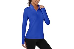 MAGCOMSEN Women's Running Shirts Quarter Zip Fleece Pullover Long Sleeve Thumb Hole Tee Athletic Workout Tops