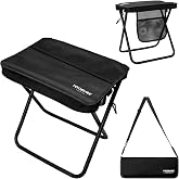 Yoosure 16" Extra Tall Portable Folding Stool for Adults, XL Collapsible Camping Stool with 3 Storage Pockets, Heavy Duty Compact Seat for Fishing, Hiking, Gardening