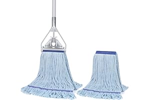 SOBONNE String Mop for Floor Cleaning - Heavy Duty Industrial Commercial Mop with Extra Replacement Mop Head , 59inch Mop Handle, Wet Mop for Home,Garage,Office, Workshop, Warehouse Floor Cleaning