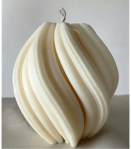 Swirl Spiral Soy Candle – Handmade Pillar Candle With Cashmere Plum Scent, Decorative Home Décor & Meditation Gift