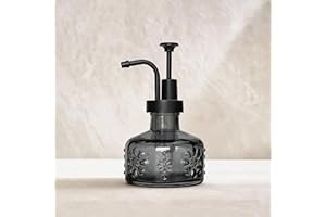 SEICASAYA Cute Mini Glass Soap Dispenser with Pump, 6oz Vintage Gothic Style, Colored Thick Glass, for Bathroom or Vanity Dec