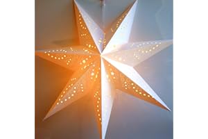 WILLBRITE Paper Star Lantern Decoration (Frosted White 7-Point Glitter Star) - Perfect for Weddings, Christmas Holiday Birthday Party Celebration & Home Decor
