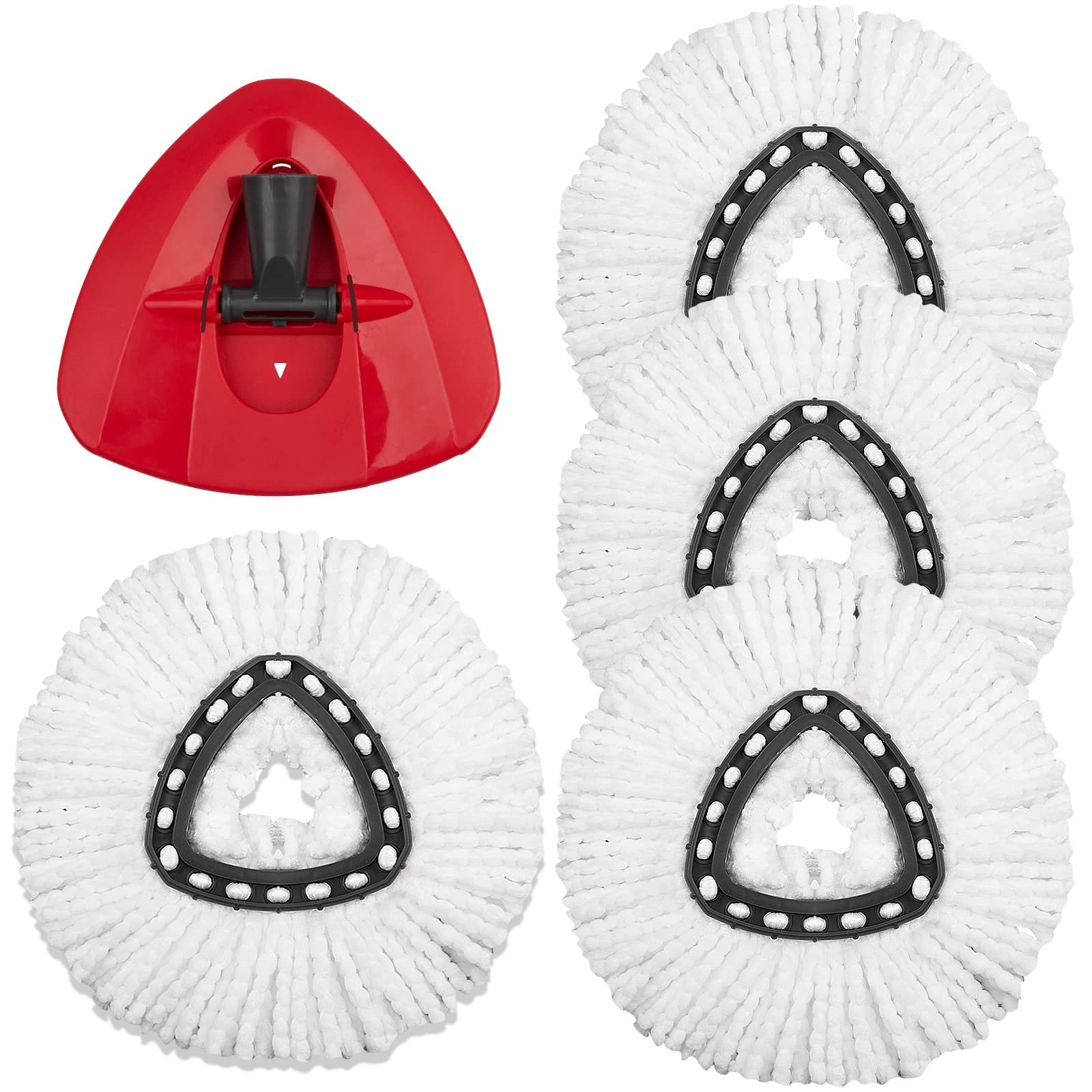 Photo 1 of 4 Pack Mop Replacement Heads Compatible with Ocedar Mops Replace Head EasyWring Spin Mop Heads Replacements - Includes 1 Rotating Mops Base, Microfiber Mop Refills, Easy Cleaning