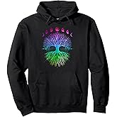 Phases of the Moon Tree of Life Hippy Pullover Hoodie