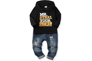 NZRVAWS Baby Boy Clothes Toddler Boy Outfit 2 3 4T 6 12 18 24 Month Fall Winter Hoodie Ripped Jeans Clothing