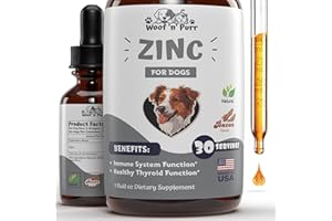 WOOF 'N' PURR Zinc for Dogs - Dog Zinc Supplement - Helps to Support Healthy Skin, Coat, Immune Health & More - Dog Zinc - Dog Skin and Coat Supplement - Skin and Coat Supplement for Dogs - 1 fl oz - Bacon Flavor