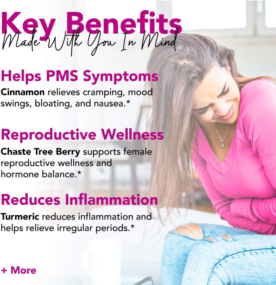 Pink Stork PMS Tea: Warm Cinnamon Tea, 100% Organic, Natural Period Relief from Bloating, Cramping, Heavy Flow, Nausea Relief, + Hormonal Migraine Relief, Women-Owned, 30 Cup: Health & Personal Care