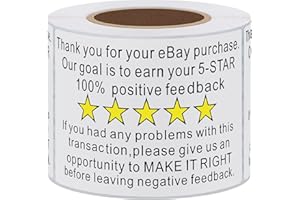 Hybsk 2"x3" Ebay Thank You for Your Purchase Feedback Stickers Ebay Shipping Supplies Labels Adhesive Label 200 Per Roll (Ebay)