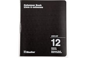 Blueline Columnar Book, Twin-Wire Binding, 12 Columns with Description, 80 Pages, 12-Inch x 10-Inch, Black (A767.12T)