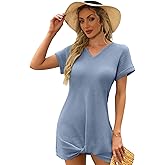 Pxzlxll Beach Swimsuit Coverup for Women V Neck Swimwear Twisted Dresses Bathing Suit