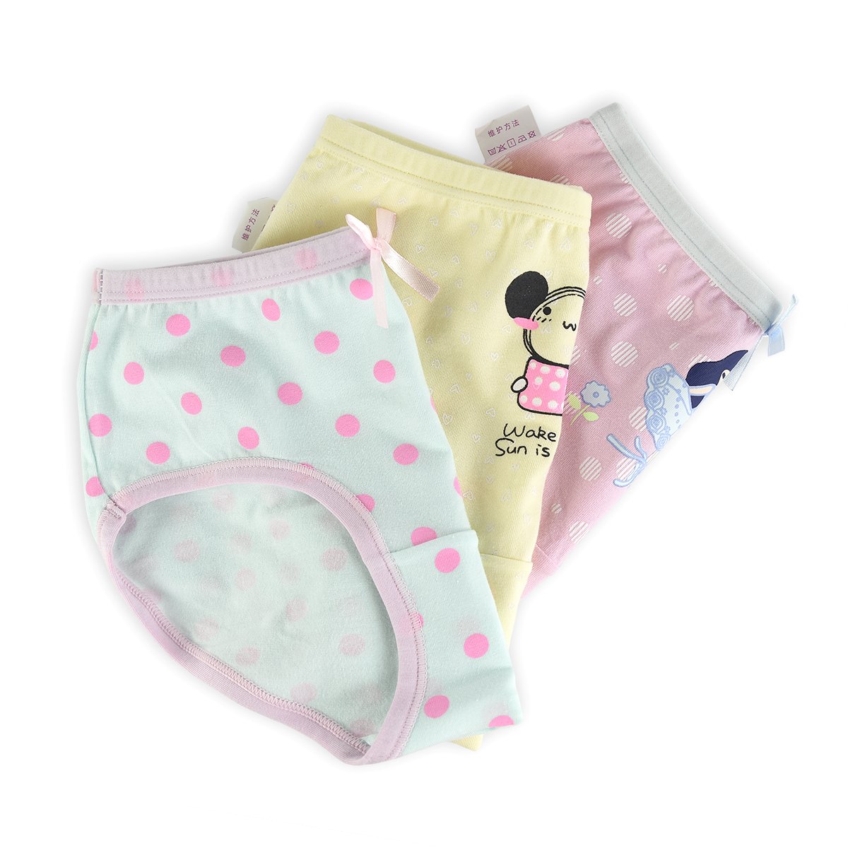 slaixiu Cotton Girls Underwear Briefs Cute Polkadot Cartoon Kids Panties 6-Pack(UW234-120)