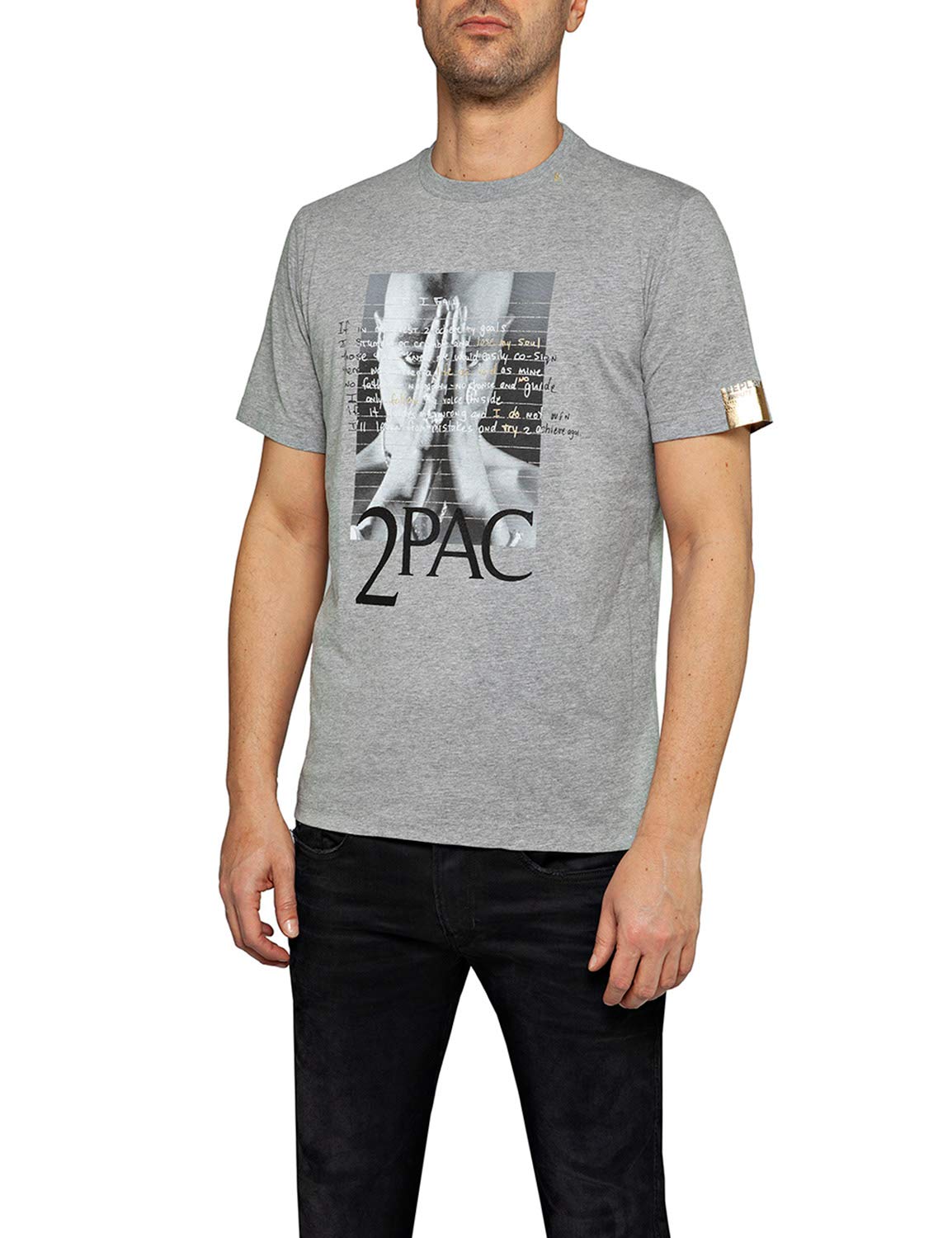 Replay 2Pac If I Fail Lyrics Men's T-Shirt, Grey Melange