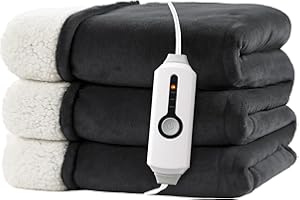 RALYSUN Electric Heated Blanket 72"x84" Full Size - Dual-Sided with Microplush & Sherpa Fabric, 4 Heat Settings & 10 Hours Auto Off, Machine Washable - Iron Gray