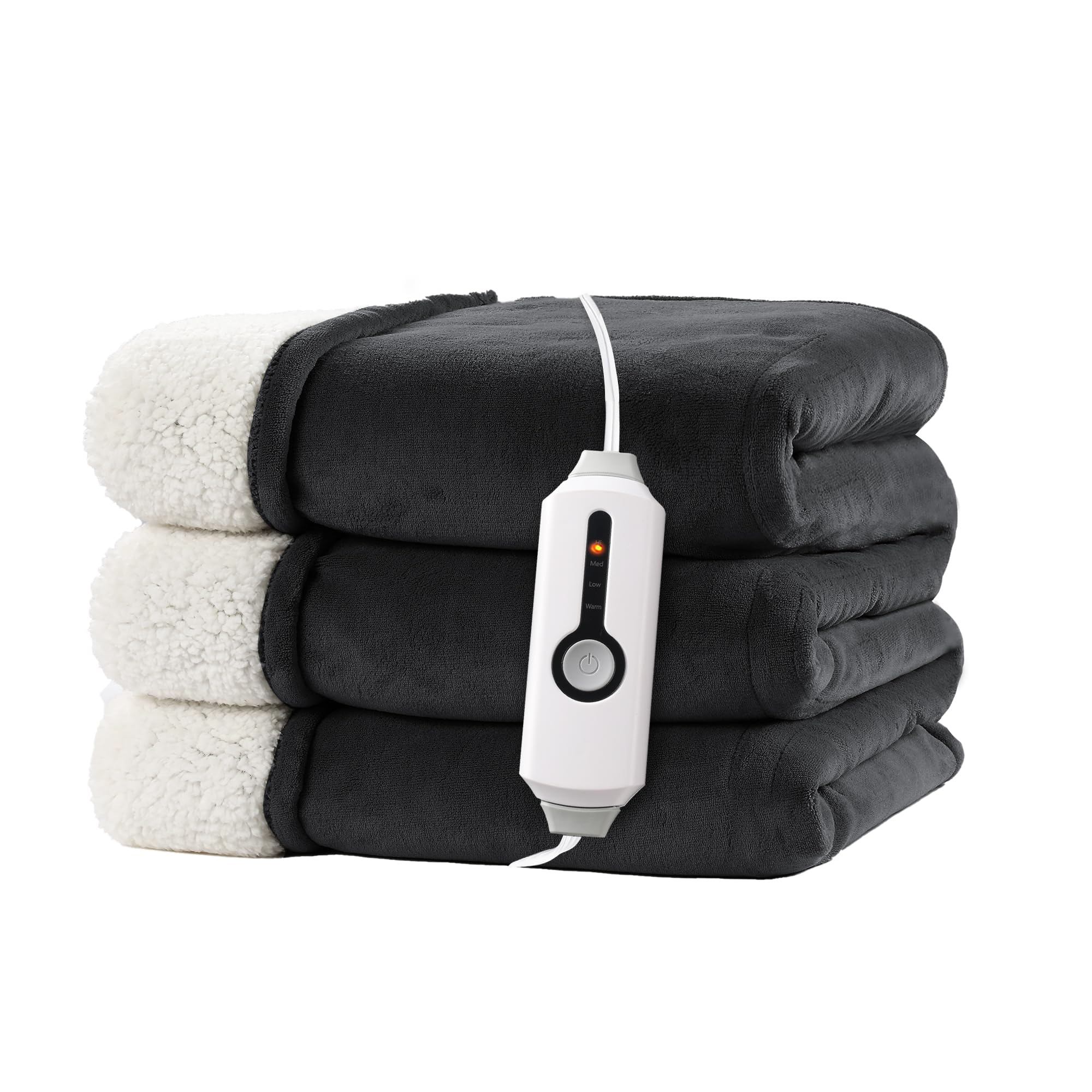 View 1 of *Damaged item*
RALYSUN Electric Heated Blanket 72"x84" Full Size - Dual-Sided with Microplush & Sherpa Fabric, 4 Heat Settings & 10 Hours Auto Off, Machine Washable - Iron Gray